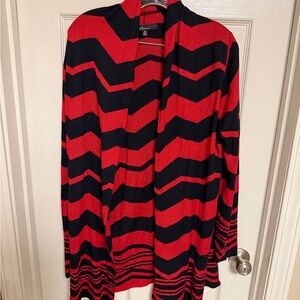 Chevron Patterned Red and Black Cardigan